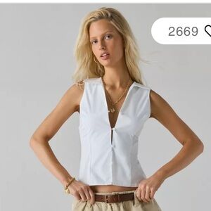 NWT Urban Outfitters Party Girl Cotton-Blend Button Down Sleeveless Shirt SZ XXS